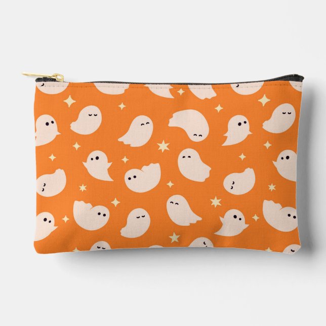 Pochette À Accessoires Motif Orange Ghost Doodle (Recto)