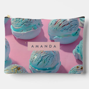 Pochette À Accessoires Motif Pailleté de Glace Bleue Personnalisé