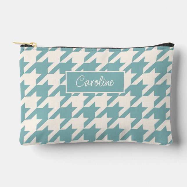 Pochette À Accessoires Motif personnalisé bleu sarcelle vert à carreaux (Recto)