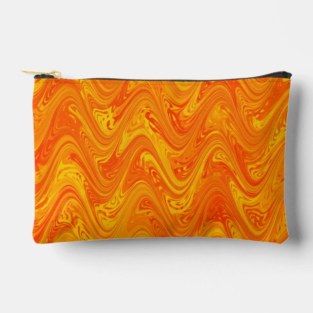 Pochette À Accessoires Motif petit orange jaune rouge marbré (Recto)