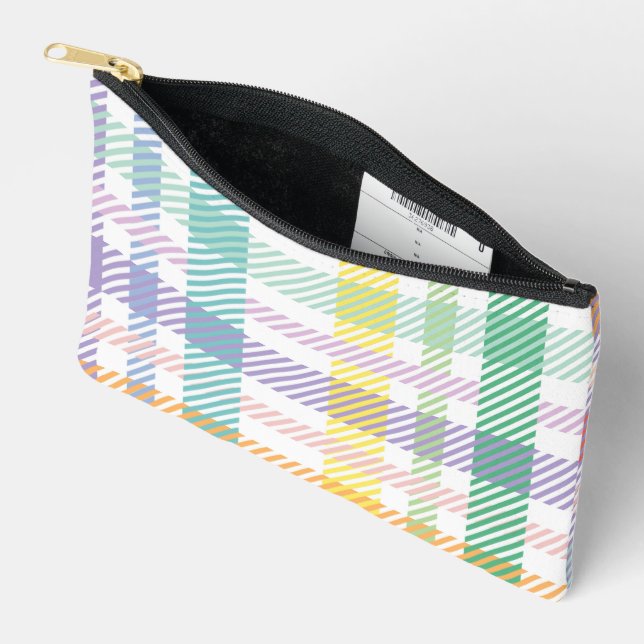 Pochette À Accessoires Motif Plaid clair couleur (Ouvrir)