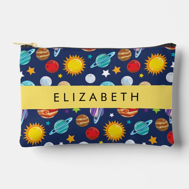 Pochette À Accessoires Motif, Planètes, Étoiles, Cosmos, Votre Nom (Recto)