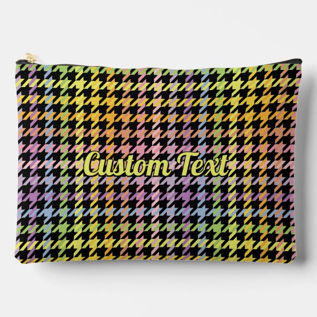 Pochette À Accessoires Motif Rainbow Houndstooth (Recto)
