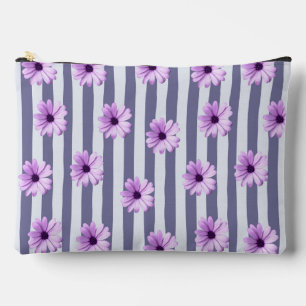 Pochette À Accessoires motif rayé avec des pâquerettes violettes