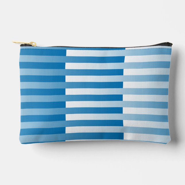 Pochette À Accessoires Motif rayé bleu blanc Petit (Recto)