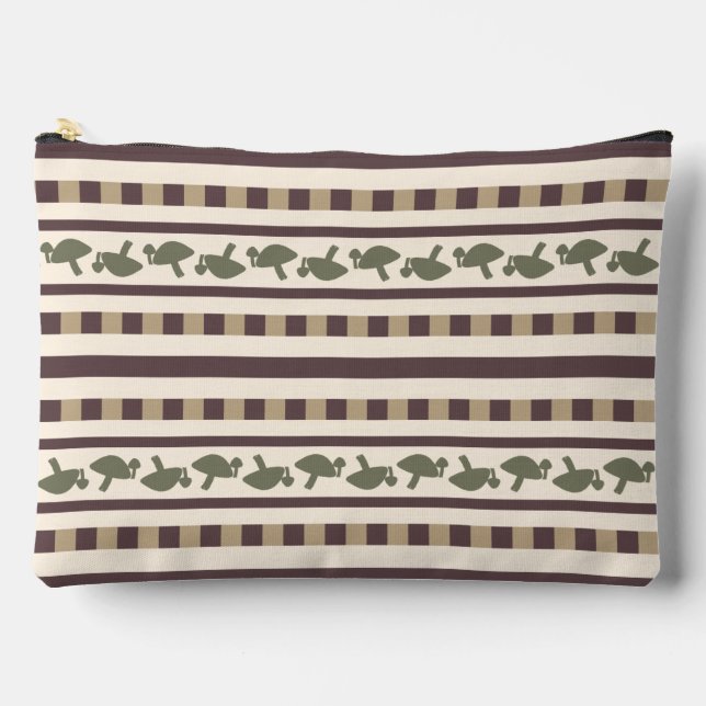 Pochette À Accessoires Motif rayé champêtre aux champignons (Recto)