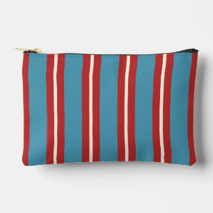 Pochette À Accessoires Motif rayé moderne rouge et bleu vibrant