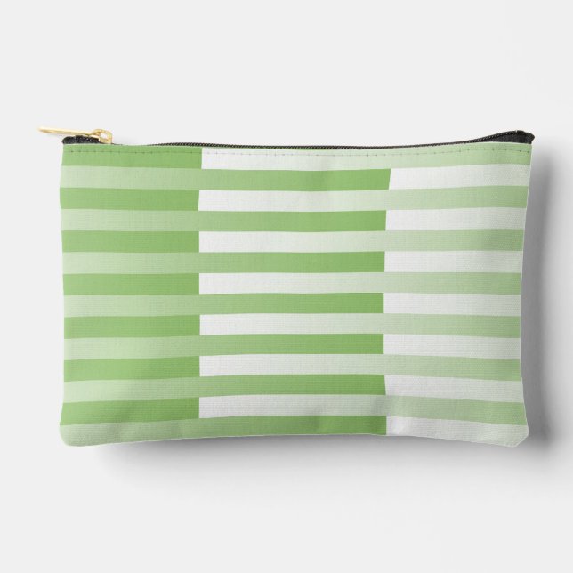 Pochette À Accessoires Motif rayé vert blanc Petit (Recto)