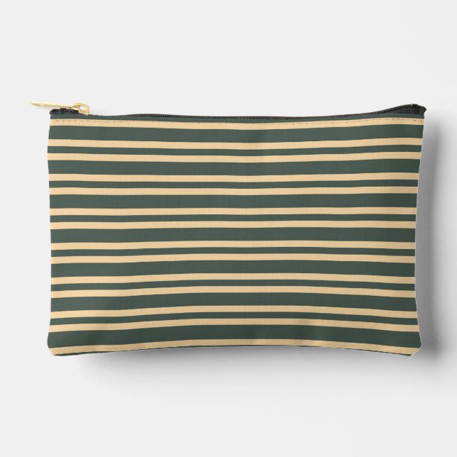 Pochette À Accessoires Motif Rayures Vert Jaune Petit (Recto)