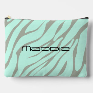 Pochette À Accessoires Motif rayures zèbre vert menthe