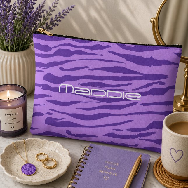 Pochette À Accessoires Motif rayures zèbre violet  (Créateur téléchargé)