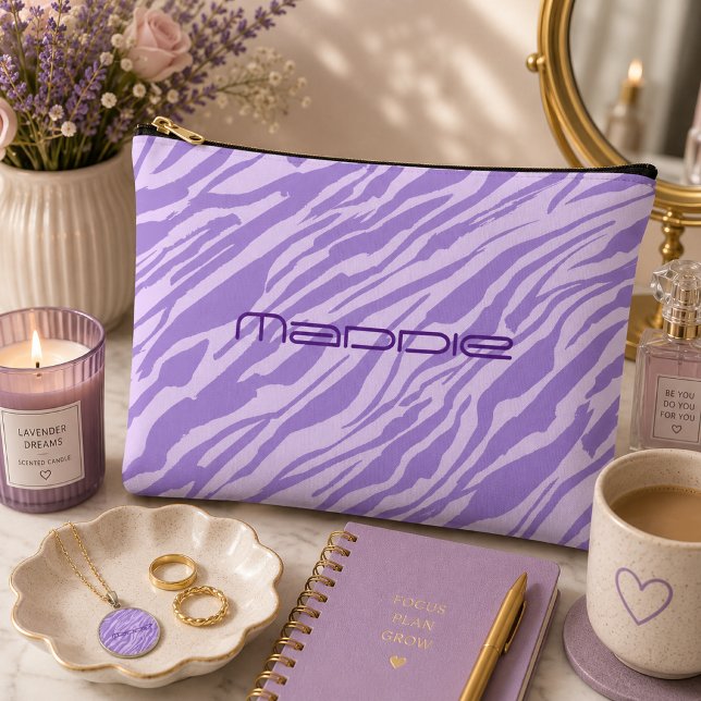 Pochette À Accessoires Motif rayures zèbre violet  (Créateur téléchargé)
