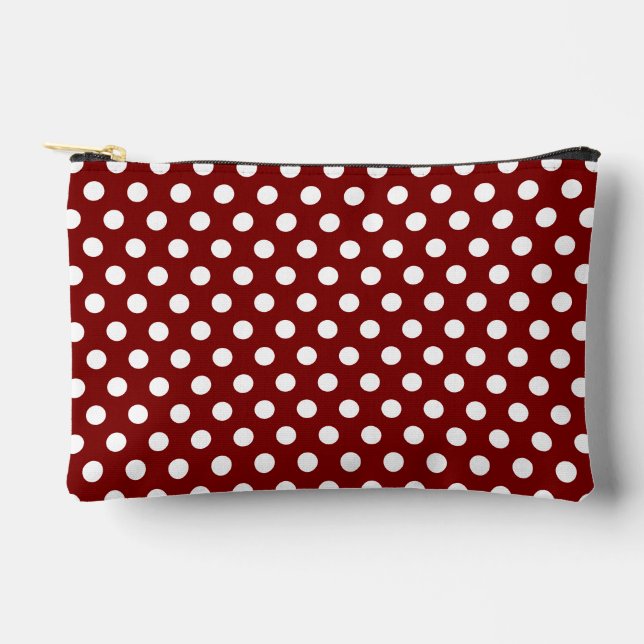 Pochette À Accessoires Motif rétro pois rouge foncé (Recto)