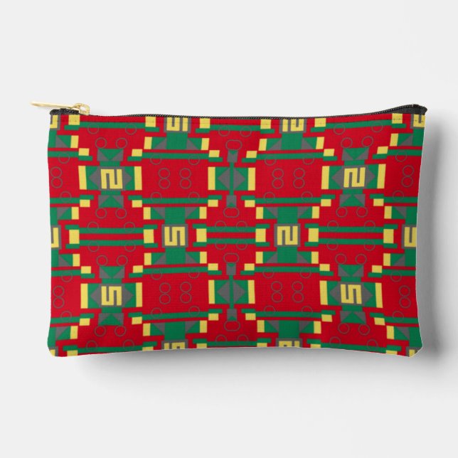 Pochette À Accessoires Motif rouge et vert Abstrait avec cercles (Recto)