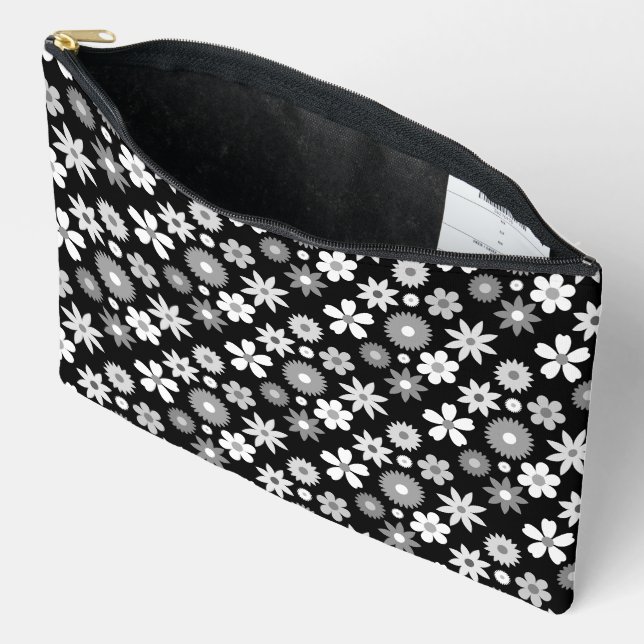 Pochette À Accessoires Motif Rpt Monochrome les années 70 Style Rétro (Ouvrir)