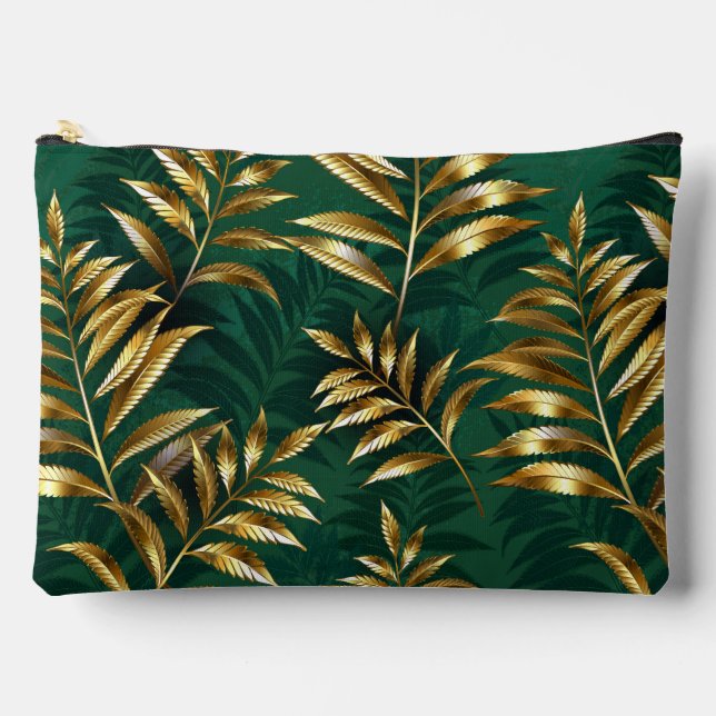 Pochette À Accessoires Motif sans couture avec des fougères dorées (Recto)