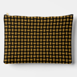 Pochette À Accessoires Motif Tissé Orange Noir Grand