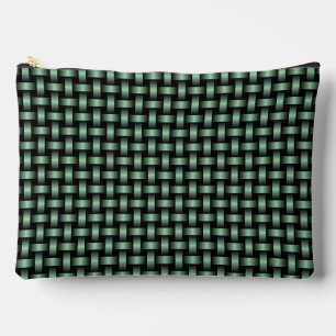 Pochette À Accessoires Motif Tissé Vert Noir Grand