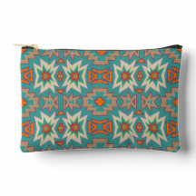 Motif Tribal Sud-Ouest Turquoise Orange