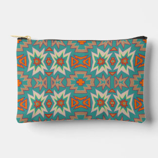 Pochette À Accessoires Motif Tribal Sud-Ouest Turquoise Orange