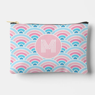 Pochette À Accessoires Motif Vagues géométriques bleu rose Flamant rose