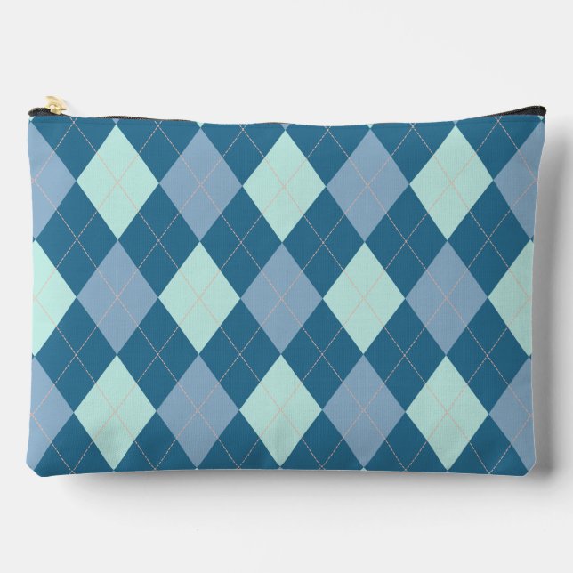 Pochette À Accessoires Motif vintage Argyle bleu (Recto)