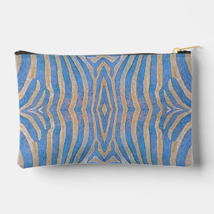 Pochette À Accessoires Motif zèbre bleu et or texturé et symétrique