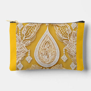 Pochette À Accessoires Motifs floraux jaunes et blancs, art IA