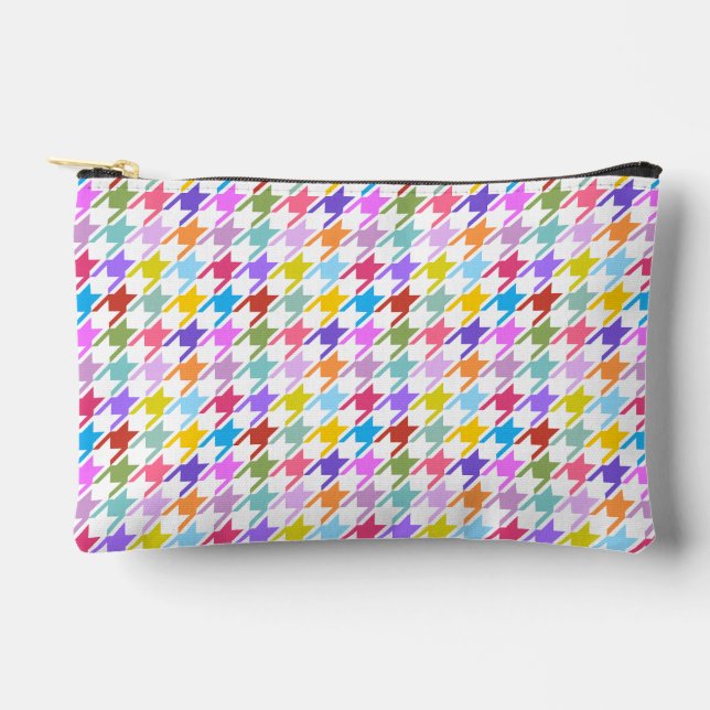 Pochette À Accessoires Multicolor Houndstooth+Motif blanc (Recto)