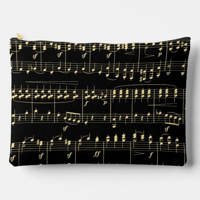 Pochette À Accessoires Musique d'or en noir (Recto)