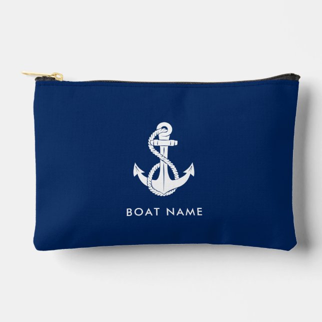 Pochette À Accessoires Nautical Anchor Boat Name Minimalist Custom (Recto)