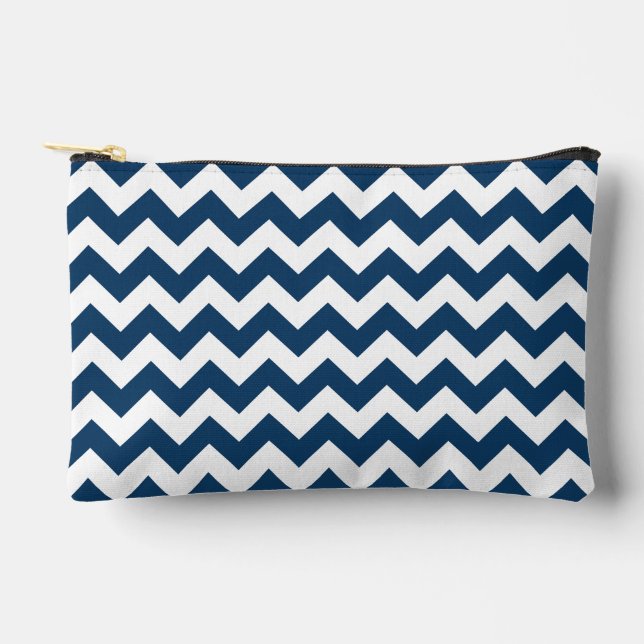 Pochette À Accessoires Navy Zigzag, Navy Chevron, Motif géométrique (Recto)