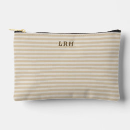 Pochette À Accessoires Neutral Tan Stripe Vintage Tiny Initials Monogram