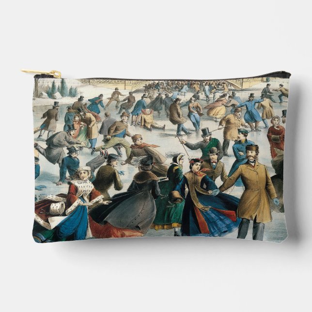 Pochette À Accessoires Noël victorien Central Park Currier & Ives (Recto)