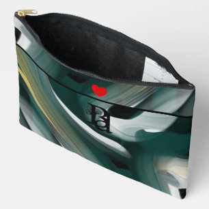 Pochette À Accessoires Noir Grand Accessoire Pouch Tendance Vert Abstrait