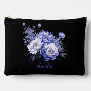 Pochette À Accessoires Noir Simple Et Élégant Avec Fleurs