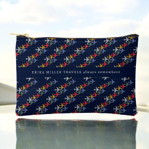 Pochette À Accessoires Nom Couleur Avions Motif Voyage