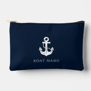 Pochette À Accessoires Nom de bateau bleu marine nautique Ancre