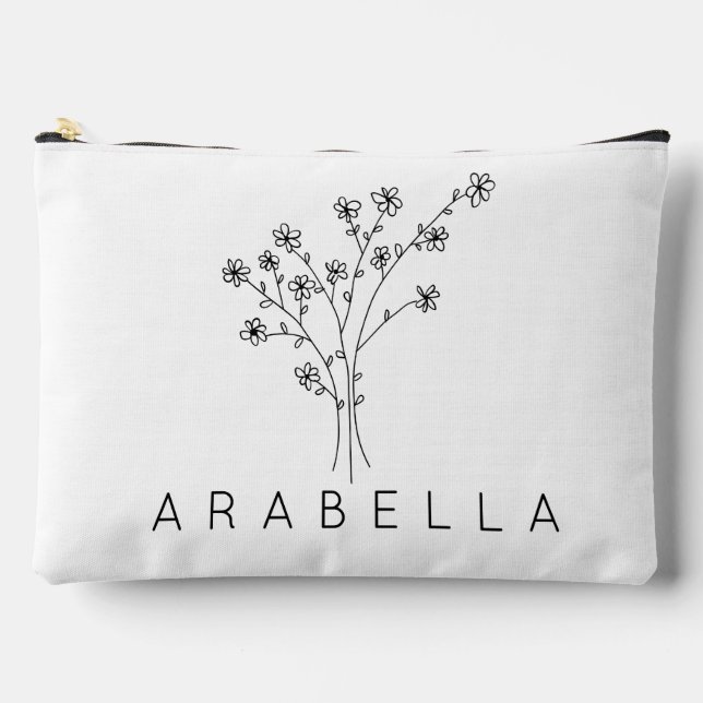 Pochette À Accessoires Nom de la servante Fleur sauvage rustique (Recto)