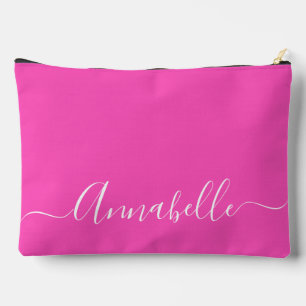 Pochette À Accessoires nom de script moderne rose féminin