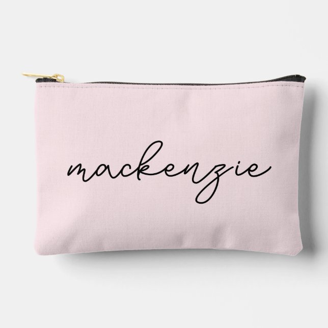 Pochette À Accessoires Nom de script noir rose rose tendance (Recto)
