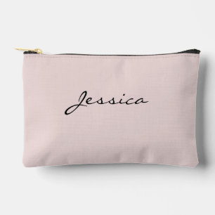 Pochette À Accessoires Nom de script rose Minimaliste Moderne Cosmétique