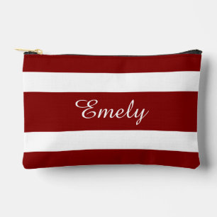 Pochette À Accessoires Nom de script rouge moderne