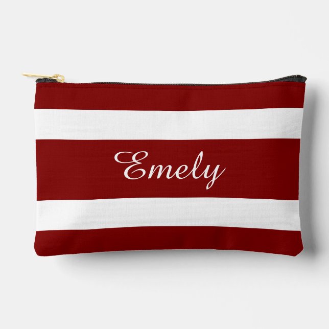 Pochette À Accessoires Nom de script rouge moderne (Recto)