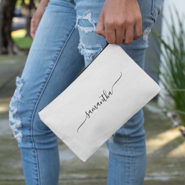 Pochette À Accessoires Nom de signature simple avec fioriture (Simple Swash Signature Name Accessory Pouch)
