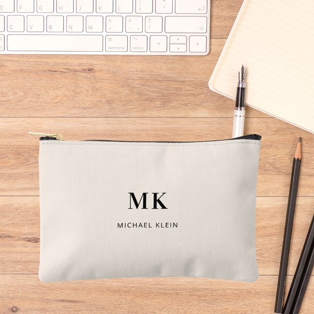 Pochette À Accessoires Nom des initiales en monogramme noir beige (Créateur téléchargé)