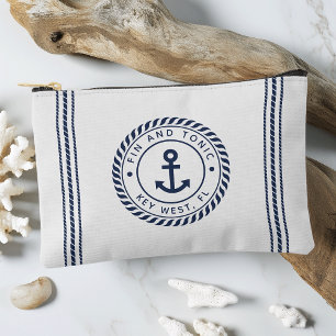 Pochette À Accessoires Nom du bateau de la marine nautique et de l'Ancre 