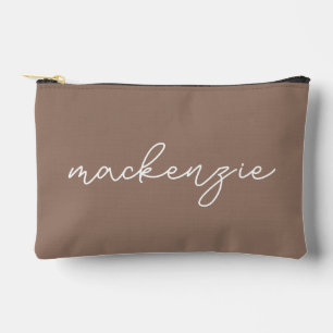 Pochette À Accessoires Nom du script blanc tendance Mocha