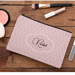 Pochette À Accessoires Nom Élégante Treillis Motif Rose Pâle