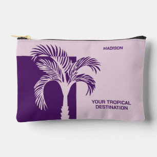 Pochette À Accessoires Nom et texte personnalisés Vacances tropicales